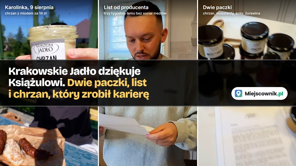 Chrzan z miodem z Karolinki zrobił karierę. Krakowskie Jadło wysłało Książulowi dwie paczki i list